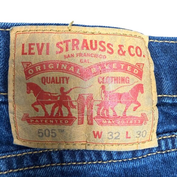 EUC Men's LEVI'S 505™ Regular Fit Straight Leg Dark Wash Jeans | Size 32 X 30 - Picture 7 of 12